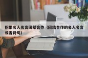 积累名人名言团结合作（团结合作的名人名言或者诗句）